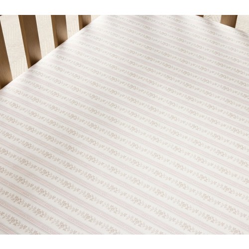 LoveShackFancy Garden Rose Stripe Organic Cotton Crib Fitted Sheet