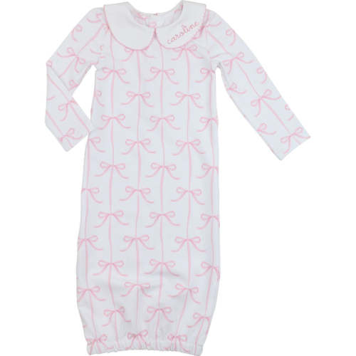Pink Bow Knit Baby Gown