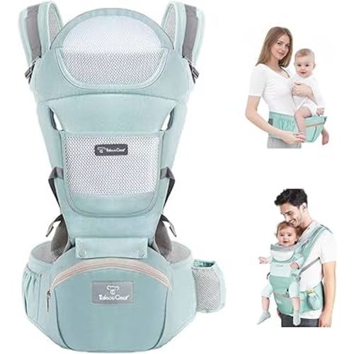 Baby Carrier Newborn to Toddler, Ergonomic M Position 6 in1 Baby Carrier with Hip Seat, Adjustable Detachable Baby Hip Carrier, All Seasons, for Babies 7–45 lbs