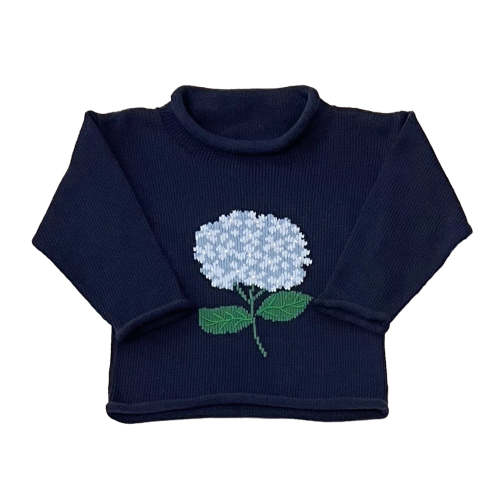 Kids Hydrangea Roll Neck Sweater-Navy – Nantucket Kids