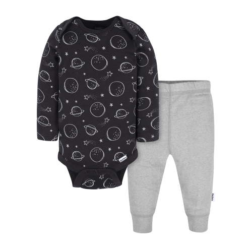 Gerber Gender Neutral Long Sleeve and Pant Outfit Set, 2-Piece, Sizes 0/3 Months - 12 Months
