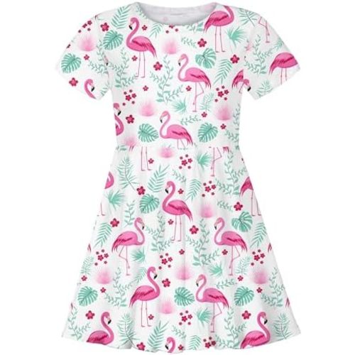 ALISISTER Little Girls Dress Short Sleeve Toddler Summer Sundress 2-9T