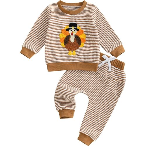 MERSARIPHY Toddler Baby Christmas Outfit Boy Girl Santa Outfit Long Sleeve Stripes Sweatshirt Pants Set Fall Winter Clothes