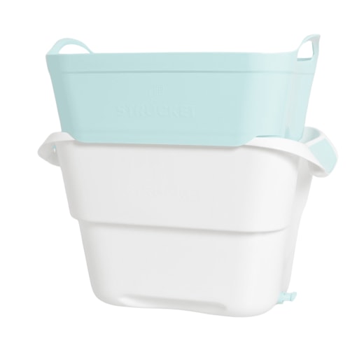 Strucket Strainer & Bucket with Drain: 5 Gallon Bucket with Interlocking, Removable Strainer. Portable Clothes Washer, Soaker for Laundry Stripping, & More. Multi Use Household Chore Helper (Aqua)
