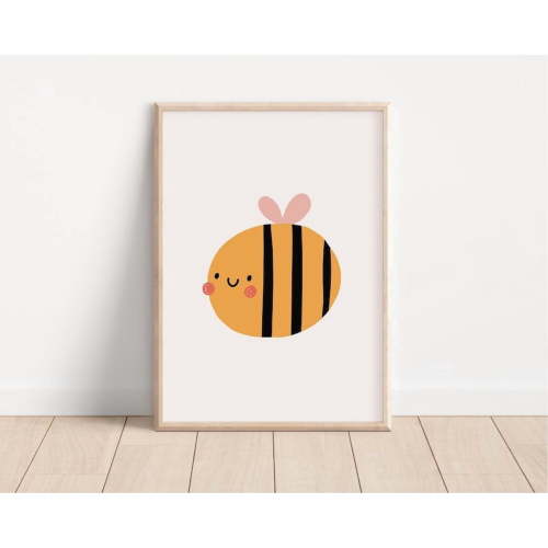 Cute Bee Baby Room Kids Nursery poster Wall Art Decor 8x12 UNFRAMED