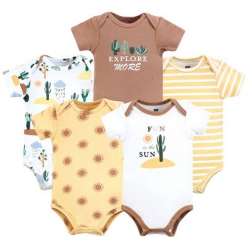 Hudson Baby Infant Baby Cotton Bodysuits 5-Pack, Fun Desert, 3-6 Months
