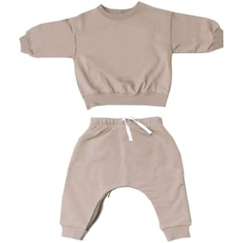 GUNAMUNA Unisex Baby Fleece Sweatsuit, Easy Diaper Changes, Toddler Baby Joggers, Adjustable Waist, Daytime Set