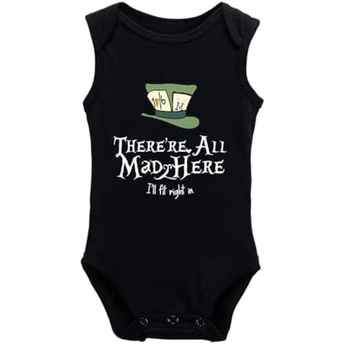 The Mad Hatters Newborn One-Piece Baby Bodysuits New Born Baby Gift Short Sleeve White 0-24 Months