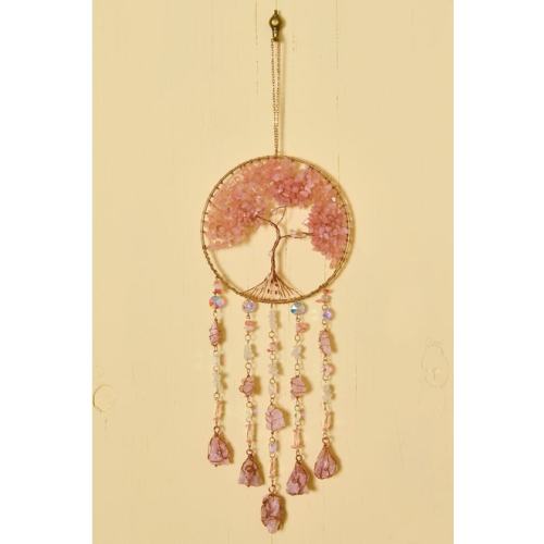 Rose Quartz Tree of Life Suncatcher