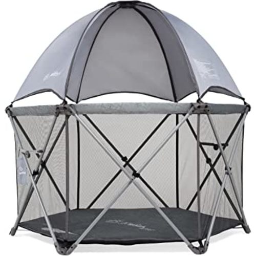 Baby Delight Go with Me Eclipse Deluxe Portable Playard | Playpen | Sun Canopy | Indoor and Outdoor | Ultra Padded Nylon Floor | Elephant Grey