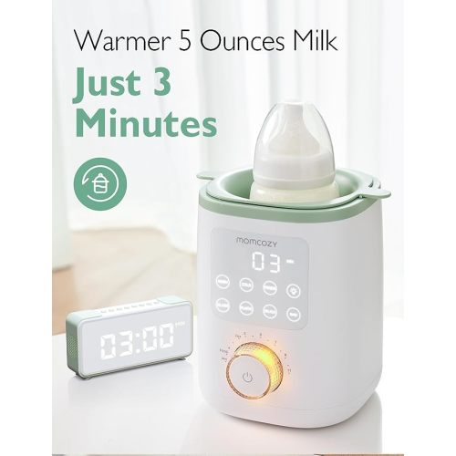 Momcozy Nutri Bottle Warmer, 9-in-1 Baby Bottle Warmer with Night Light, Accurate Temperature to Preserve Fullest Nutrients in Breast Milk, Bottle Warmers for All Bottles with Breastmilk or Formula - White