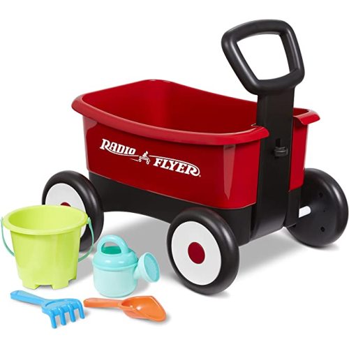 Radio Flyer My 1st Wagon with Beach and Garden Tools, 2-in-1 Wagon, Ages 1-4, Red