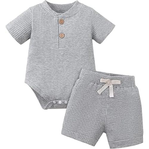 Jecson Newborn Boy Clothes Baby Boy Outfits Set Baby Boy Summer Clothes Soft Cotton Short Sleeve Top and Shorts for 0-18M