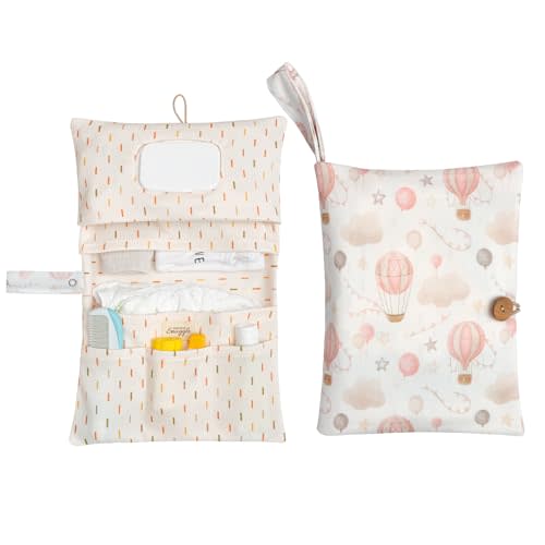 Baby Diaper Bag Organizer, Portable Baby Essentials Storage Pouch for Parents and Caregivers, Organizer Insert for Stroller and Handbag, Machine Washable (Balloon)
