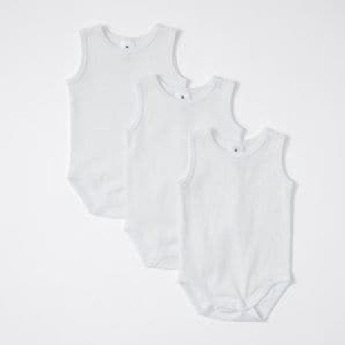 Baby Organic Cotton Sleeveless Bodysuits 3 Pack | Target Australia
