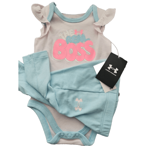 Under Armour Girl's Pink/Blue Boss Suit Pants Set NEW Size 3/6 Months 2pc