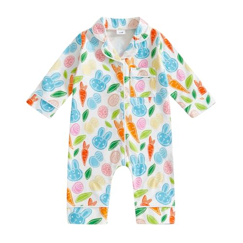 Balaflyie Baby Girl Button Down Pajamas Romper One-Piece Jumpsuit Long Sleeve Sleeper Infant Sleepwear