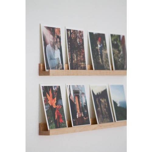 Wooden Photo Ledge Picture Shelf for Printed Photos, Art, and Vinyl, Photo Ledge to Display Photos and Polaroids, Photo Gift for Christmas
