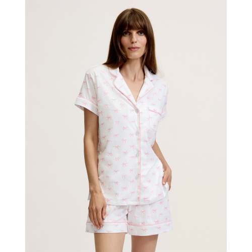 Women's Pima Short Sleeve Short Set in Blushing Bows