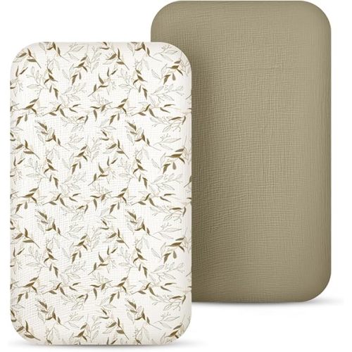 lulumoon Baby Bassinet Sheets Muslin: Cotton Bedside Bassinet Sheets Floral for Girls - Fitted for Bedside Sleeper Mattress