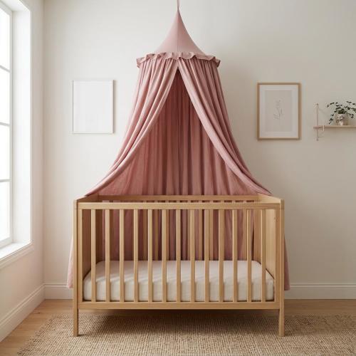 Frill Kids Bed Canopy | Cotton Nursery Tent for Baby Crib | Princess Reading Nook Curtain for Toddler Room & Playroom Hideaway Decor