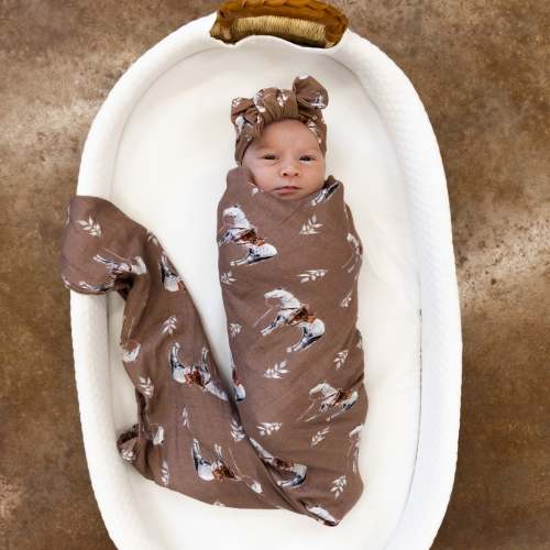 Almond Ranch Horse Bamboo Muslin Swaddle – Cowkid Clothing Company