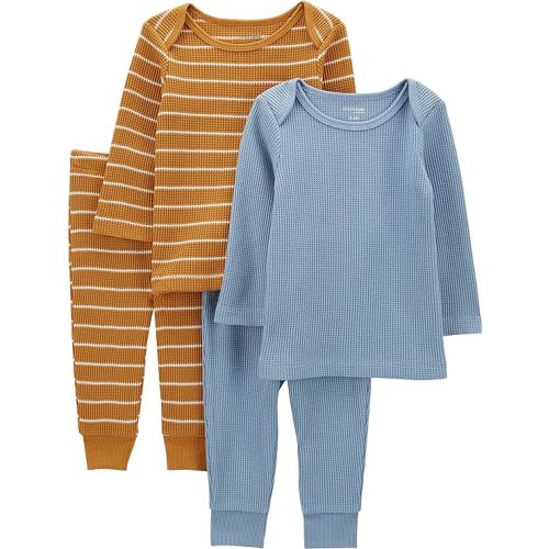 Simple Joys by Carter's Baby Boys' 4-Piece Textured Set, Gold/Blue, 0-3 Months