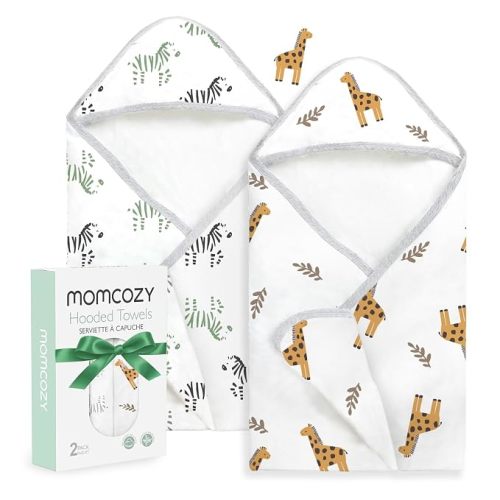 Momcozy Baby Towels, Soft Absorbent Bath Towel for Newborn&Toddler,Flower