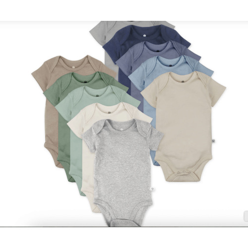 10-Pack Organic Cotton Short Sleeve Bodysuits | Blue Sunrise - newborn