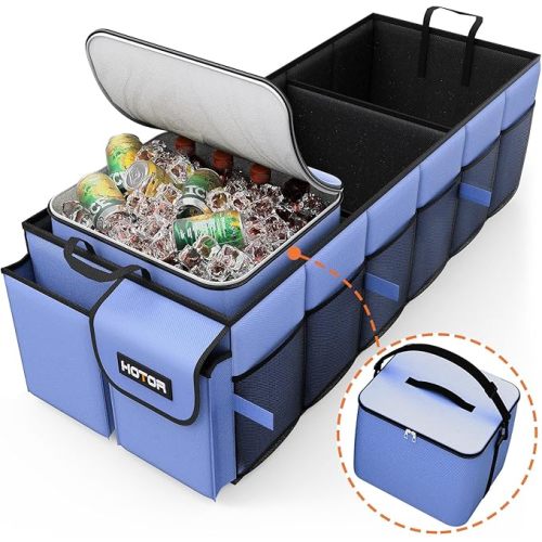 HOTOR Trunk Organizer, Sturdy Foldable with Cooler for Car & SUV, 3 Compartments, Pink, 30.90”×12.60”×10.63”