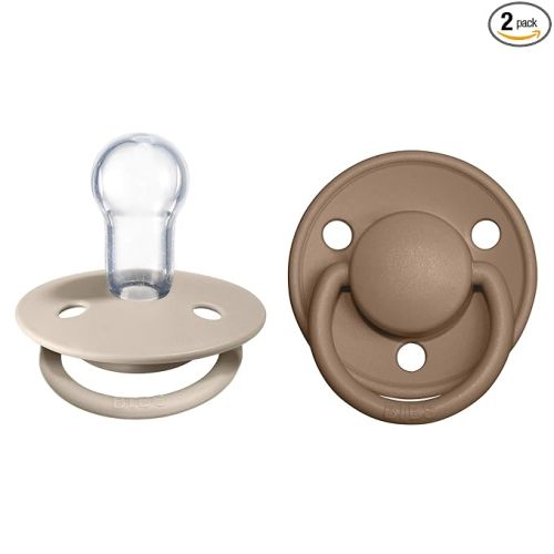 BIBS Pacifiers - De Lux Collection | BPA-Free Baby Pacifier | Made in Denmark | Set of 2 Vanilla/Dark Oak Color Premium Soothers | Size One Size