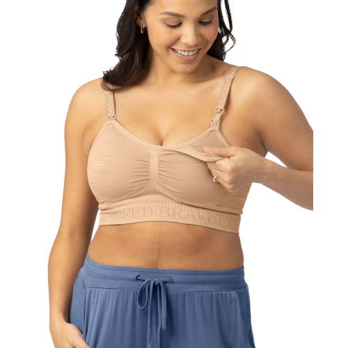 Kindred Bravely Sublime Pumping Bra Hands Free, Adjustable Pumping & Nursing Bra with EasyClip for all Breast Pumps (Beige, Large)
