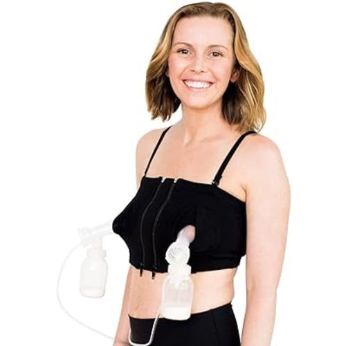 Simple Wishes Signature Hands Free Pumping Bra, Patented, Black, X-Small/Large