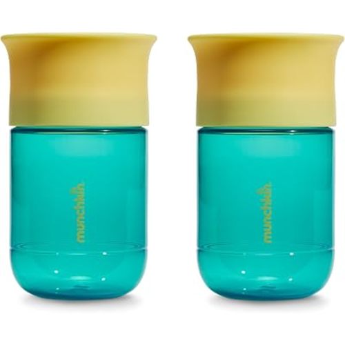 Munchkin Control Flow Open Training Toddler Cups with Removable Valve, 18+ Months, 10 Ounce, 2 Pack, Teal
