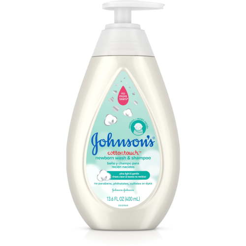 JOHNSON'S Cotton Touch Newborn Baby Wash & Shampoo, Made With Real 13.6 oz (Pack of 6)