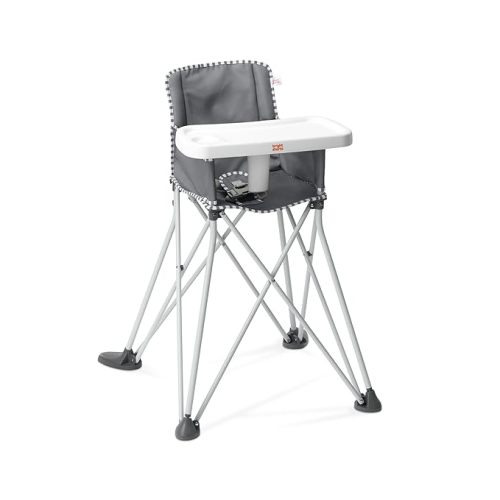 Bright Starts Pop 'N Dine Portable High Chair, Indoor/Outdoor, BPA Free Tray, Easy to Fold, Unisex, Grey, 6 Months +