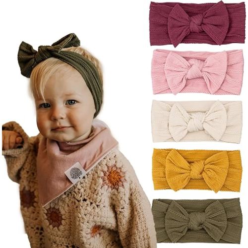 Parker Baby Co. Cable Knit Baby Headbands, 5 Pack - Matilda Set