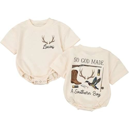 Custom So God Made A Southern Boy Babies Rompers, First Birthday Outfit Boy, One Happy Camper Birthday