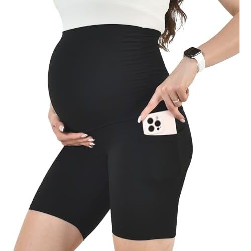 Leafigure Maternity Shorts with Pockets Over The Belly for Women