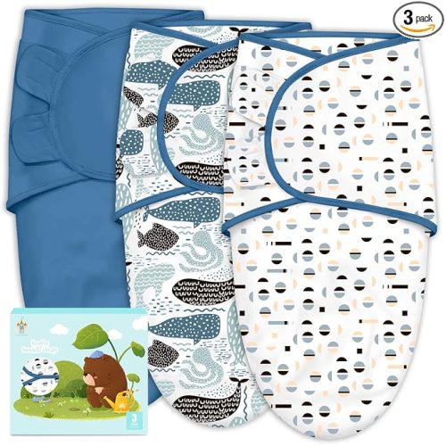 Cute Castle 3-Pack Baby Swaddle Sleep Sacks - Newborn Swaddle Sack - Ergonomic Baby Swaddles Blanket Warp for Boys and Girls - Baby Essentials (0-3 Months - Blue)