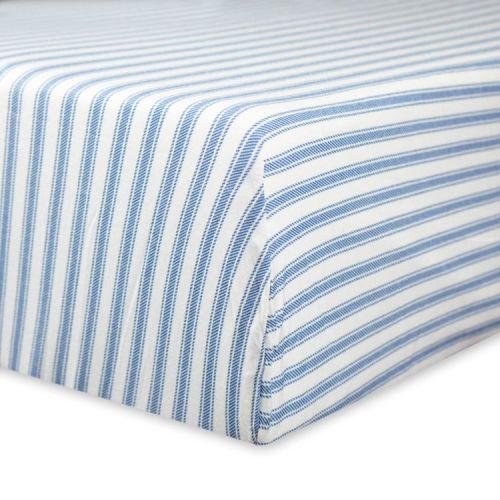 Honest Baby Organic Cotton Fitted Crib Sheet - Blue Ticking Stripe