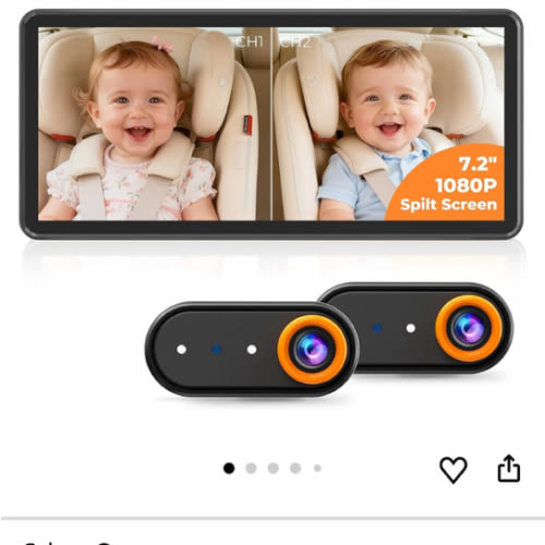 BM5PRO 7.2" 1080P HD Baby Car Camera for 2 Kids, Split Screen with IR Night Vision, Easy to Install & Adjust Brightness, Dual Car Camera Baby Monitor for Rear Seat Safety