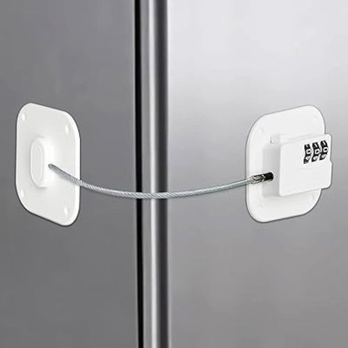 Refrigerator Lock, MOYONTE Fridge Locks for Kids Cabinet Locks Baby Proofing Child Safety Locks for Upright Freezer Drawers Cabinets Doors Windows Dressers Stove (White)