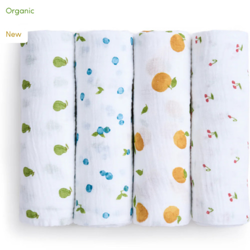 aden + anais fresh fruit organic cotton muslin swaddles 4 pack