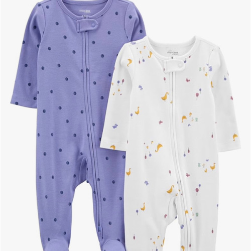 Simple Joys by Carter's Baby Girls' Cotton Footed Sleep and Play, Pack of 2