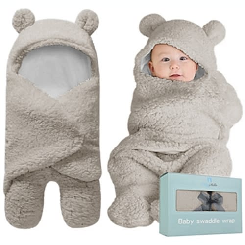 BlueMello Ultra-Soft Baby Swaddle Blanket for Infants 0-6 Months - Receiving Swaddling Wrap Grey Essential for Boys - Perfect Baby Girl Shower Gift