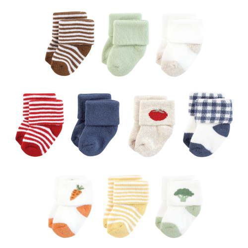 Touched by Nature Infant Boy Organic Cotton Socks, Farmers Market, 6-12 Months