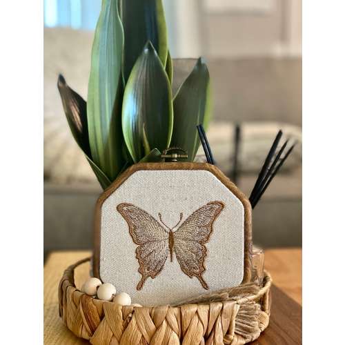Neutral Butterfly Embroidered Hoop Art, Cottagecore Nursery Decor