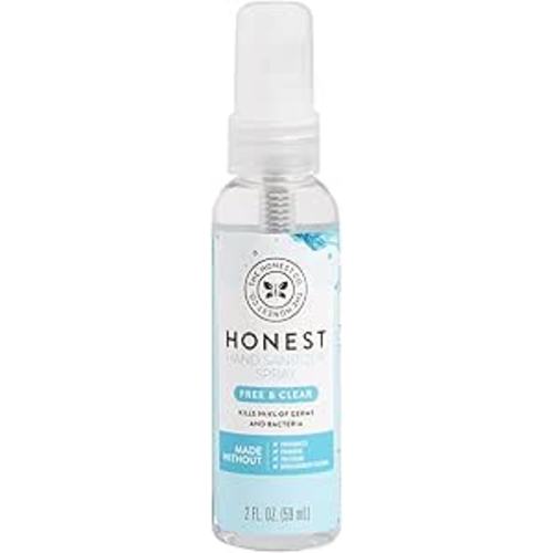 The Honest Company Plant-Based Hand Sanitizer Spray, Kills 99.9% of Germs, Hypoallergenic, Quick-drying, Moisturizing, Fragrance-Free, 2 fl oz
