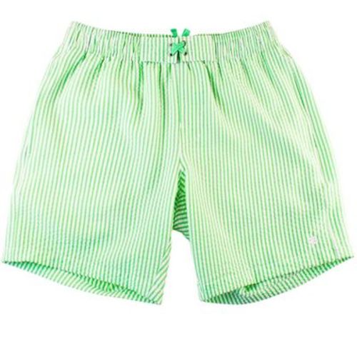 RuggedButts Men's UPF50+ Swim Trunks - Spring Green Seersucker, Men's XL